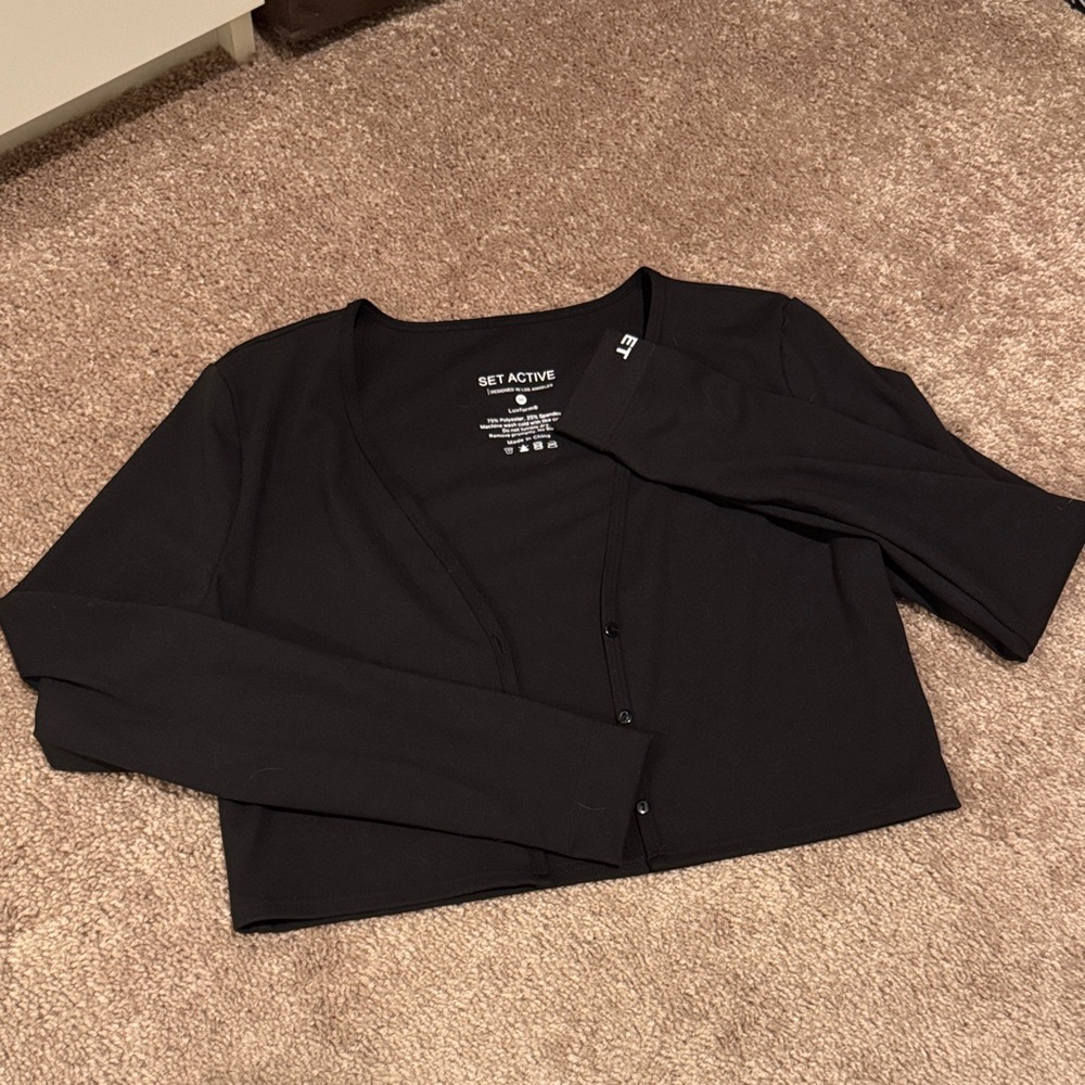 SET Active Black Bolero Cardigan Size M